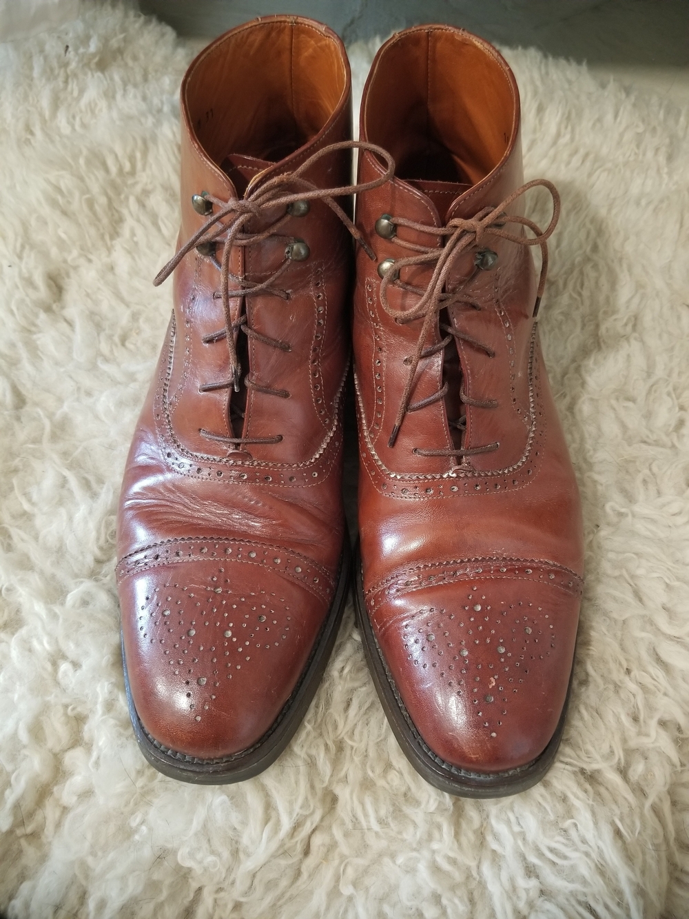 Vintage Leather COLE HAAN Chukka Brogue Men's Boots in Cognac Brown - Picture 2 of 6